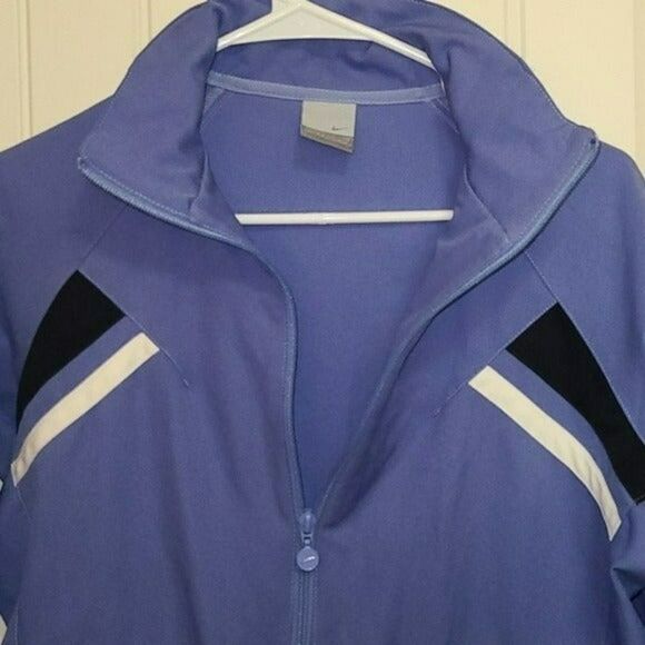 Nike Soft Blue Windbreaker Girls Large Full Zip Athletic Sports Jacket Pockets - Picture 3 of 7